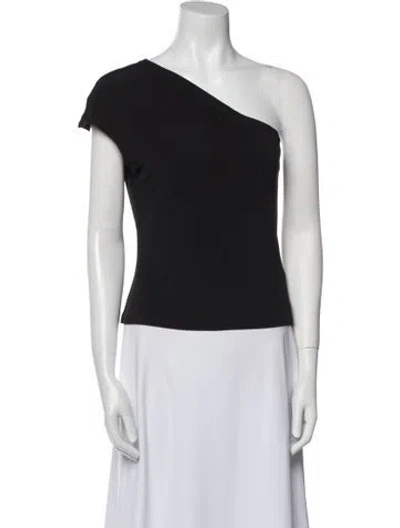 Pre-owned Brandon Maxwell One-shoulder Short Sleeve Top W/ Tags In Black