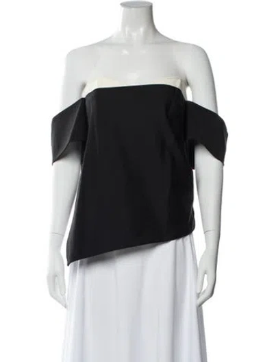 Pre-owned Brandon Maxwell One-shoulder Sleeveless Top In Black