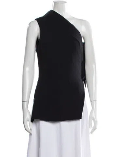 Pre-owned Brandon Maxwell One-shoulder Sleeveless Top In Black