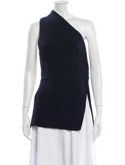 Pre-owned Brandon Maxwell One-shoulder Sleeveless Top In Blue