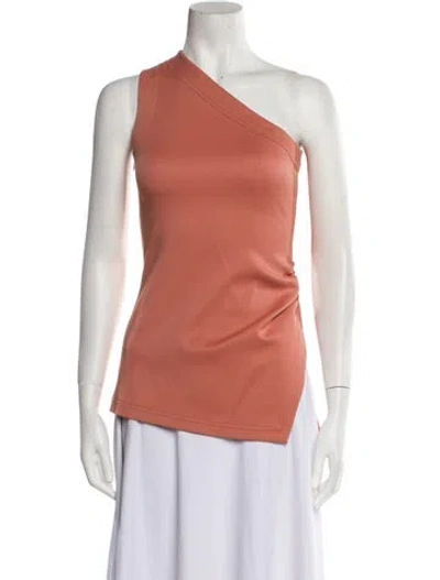 Pre-owned Brandon Maxwell One-shoulder Sleeveless Top In Orange