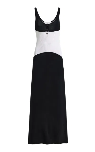 Brandon Maxwell Paloma Color Blocked Midi Dress In Multi
