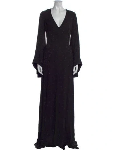 Pre-owned Brandon Maxwell Patterned Long Dress In Black