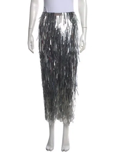 Pre-owned Brandon Maxwell Patterned Long Skirt W/ Tags In Metallic/silver