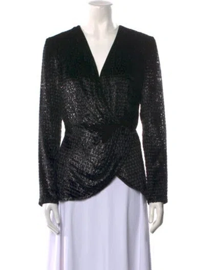 Pre-owned Brandon Maxwell Patterned V-neck Blouse In Multi