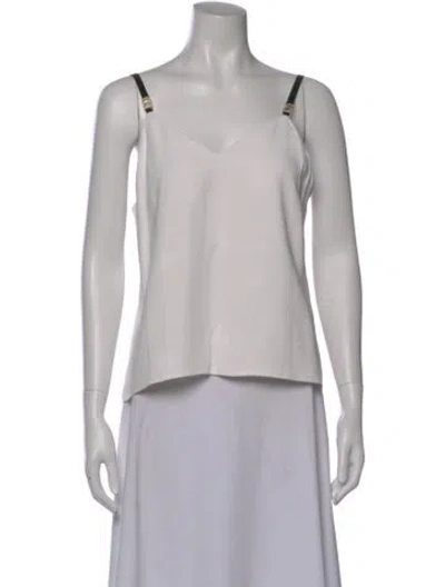 Pre-owned Brandon Maxwell Patterned V-neck Top In Gray