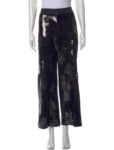 Pre-owned Brandon Maxwell Patterned Wide Leg Pants In Black