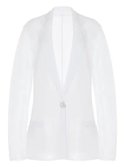 BRANDON MAXWELL PEARL SINGLE-BUTTON SHEER JACKET