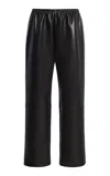 Brandon Maxwell Perry Cropped Lamb Leather Pants In Black