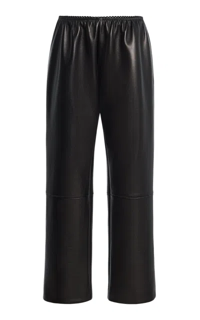 Brandon Maxwell Perry Cropped Lamb Leather Pants In Black