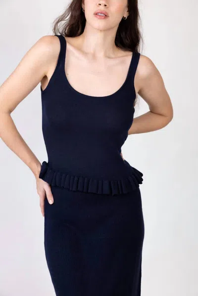 Brandon Maxwell Phoebe Knit Tank Top In Navy In Blue
