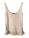 Brandon Maxwell Phoebe Knit Tank With Ruffle Hem Oatmeal In Neutral