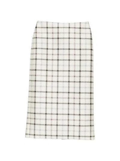 Brandon Maxwell Plaid Midi Skirt In Neutral
