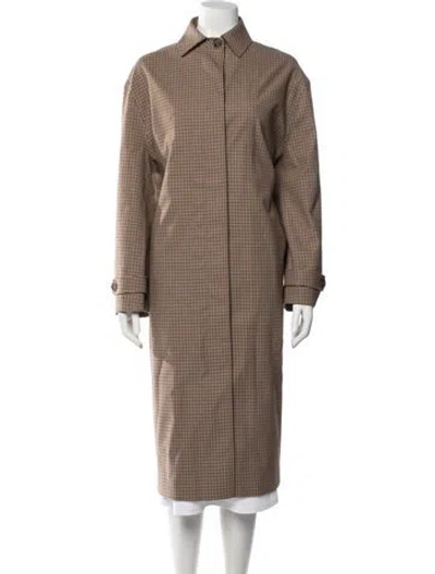 Pre-owned Brandon Maxwell Plaid Print Coat In Brown