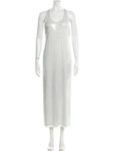 Pre-owned Brandon Maxwell Plaid Print Long Dress In Green