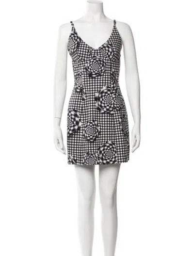 Pre-owned Brandon Maxwell Plaid Print Mini Dress In Black