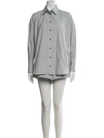 Pre-owned Brandon Maxwell Plaid Print Skirt Set In Blue