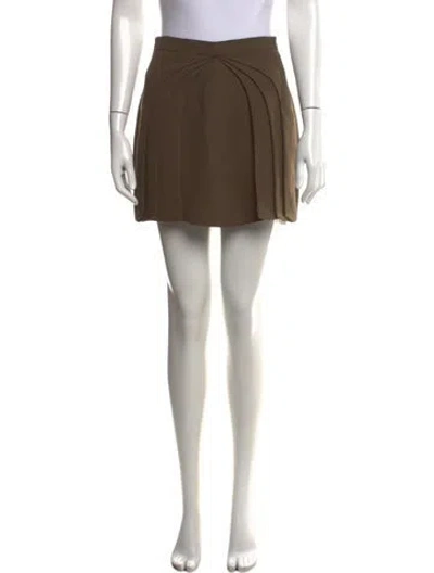 Pre-owned Brandon Maxwell Pleated Accents Mini Skirt In Green