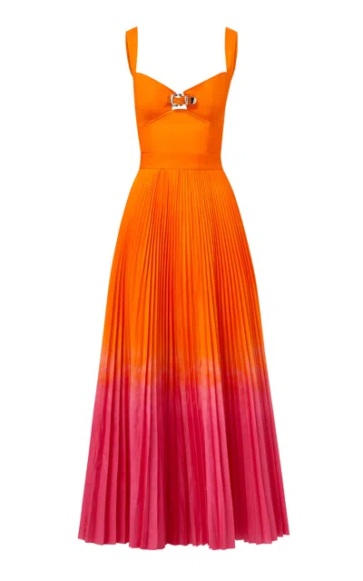 Brandon Maxwell Women's Pleated Poplin Midi Dress In Multi