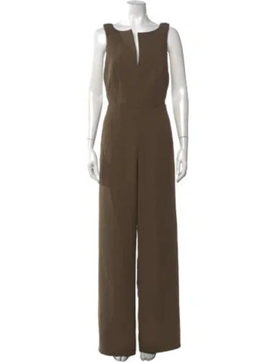 Pre-owned Brandon Maxwell Plunge Neckline Jumpsuit In Green