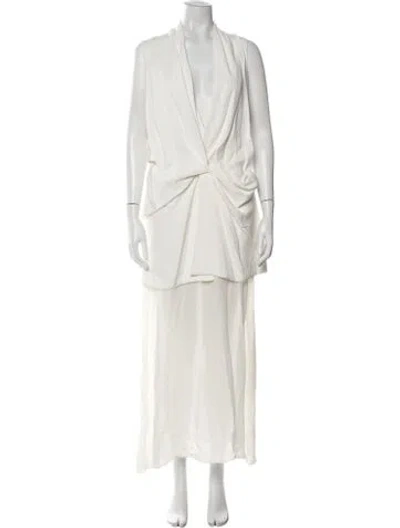 Pre-owned Brandon Maxwell Plunge Neckline Long Dress W/ Tags In White