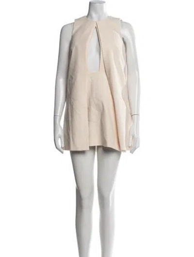 Pre-owned Brandon Maxwell Plunge Neckline Mini Dress In Neutrals