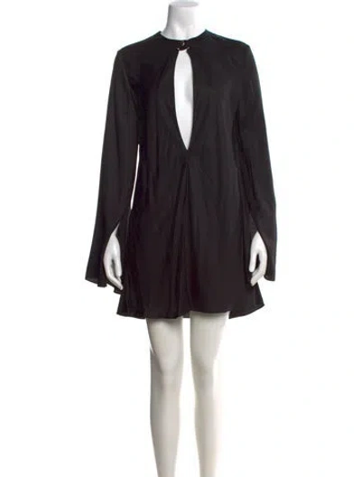 Pre-owned Brandon Maxwell Plunge Neckline Mini Dress W/ Tags In Black