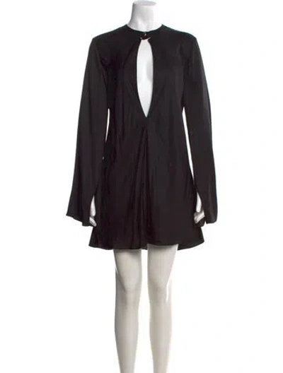 Pre-owned Brandon Maxwell Plunge Neckline Mini Dress W/ Tags In Black