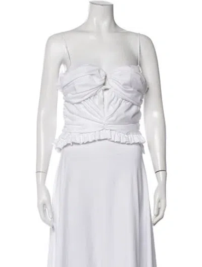 Pre-owned Brandon Maxwell Plunge Neckline Sleeveless Top In White