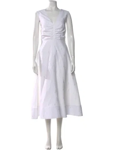 Pre-owned Brandon Maxwell Polka Dot Print Long Dress In White