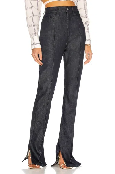 Brandon Maxwell Pre-loved Denim Jean With Pintuck And Slits In Dark Indigo In Blue