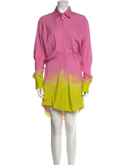 Pre-owned Brandon Maxwell Printed Knee-length Dress In Pink