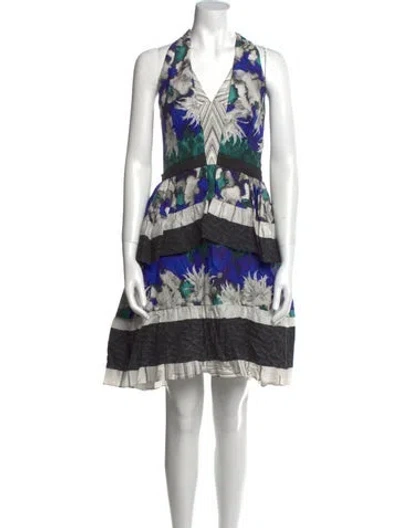 Pre-owned Brandon Maxwell Printed Long Dress In Black