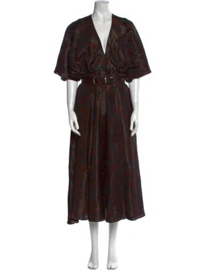 Pre-owned Brandon Maxwell Printed Long Dress In Black