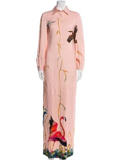 Pre-owned Brandon Maxwell Printed Long Dress In Pink