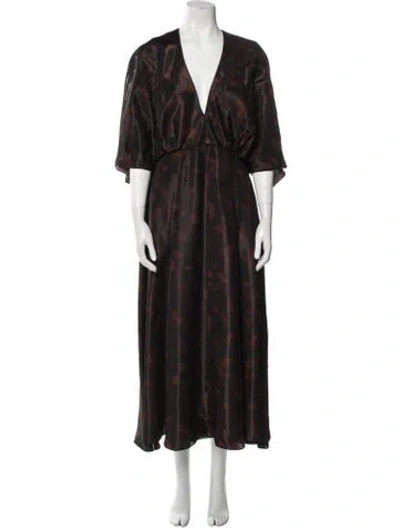 Pre-owned Brandon Maxwell Printed Long Dress W/ Tags In Black