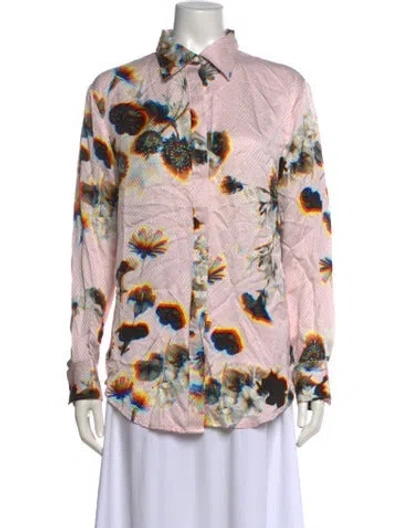 Pre-owned Brandon Maxwell Printed Long Sleeve Button-up Top In Multi