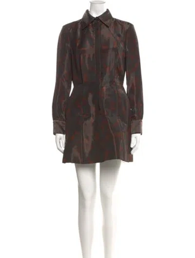 Pre-owned Brandon Maxwell Printed Mini Dress In Brown