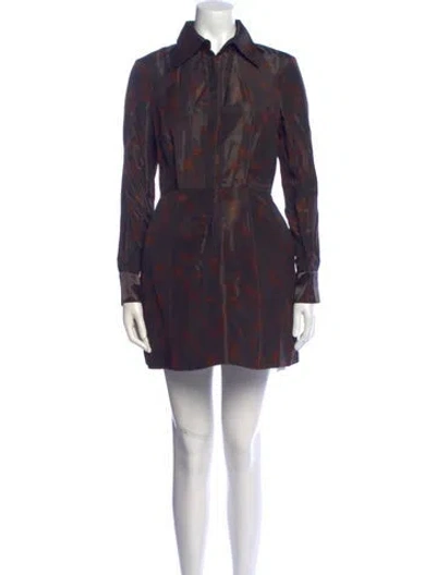 Pre-owned Brandon Maxwell Printed Mini Dress In Brown