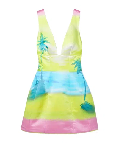 Brandon Maxwell Printed Silk-satin Mini Dress In Multi