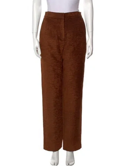 Pre-owned Brandon Maxwell Printed Straight Leg Pants In Orange