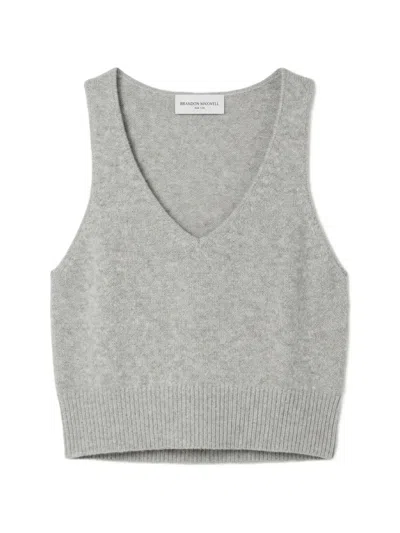 Brandon Maxwell Reese V-neck Top In Gray