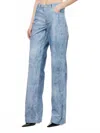 Brandon Maxwell Reid Straight Leg Trouser With Waistband In Denim Print In Blue