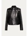 Brandon Maxwell Remi Leather Zip Jacket In Multi