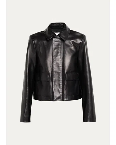 Brandon Maxwell Remi Leather Zip Jacket In Multi