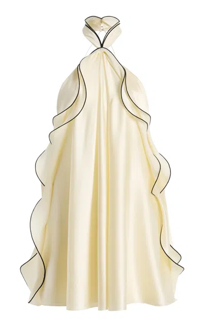 Brandon Maxwell Remy Ruffle Stretch-silk Charmeuse Mini Dress In White