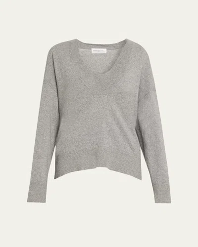 Brandon Maxwell Rivers V-neck Cashmere Sweater In Gray