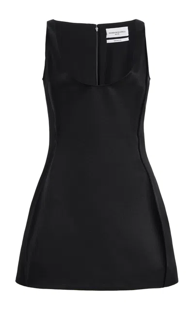 Brandon Maxwell Robbie Scoop-neck Wool-silk Mini Dress In Black