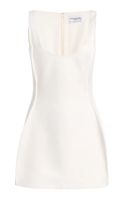 Brandon Maxwell Robbie Scoop-neck Wool-silk Mini Dress In Neutral