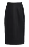 Brandon Maxwell Rone Wool-silk Pencil Skirt In Black
